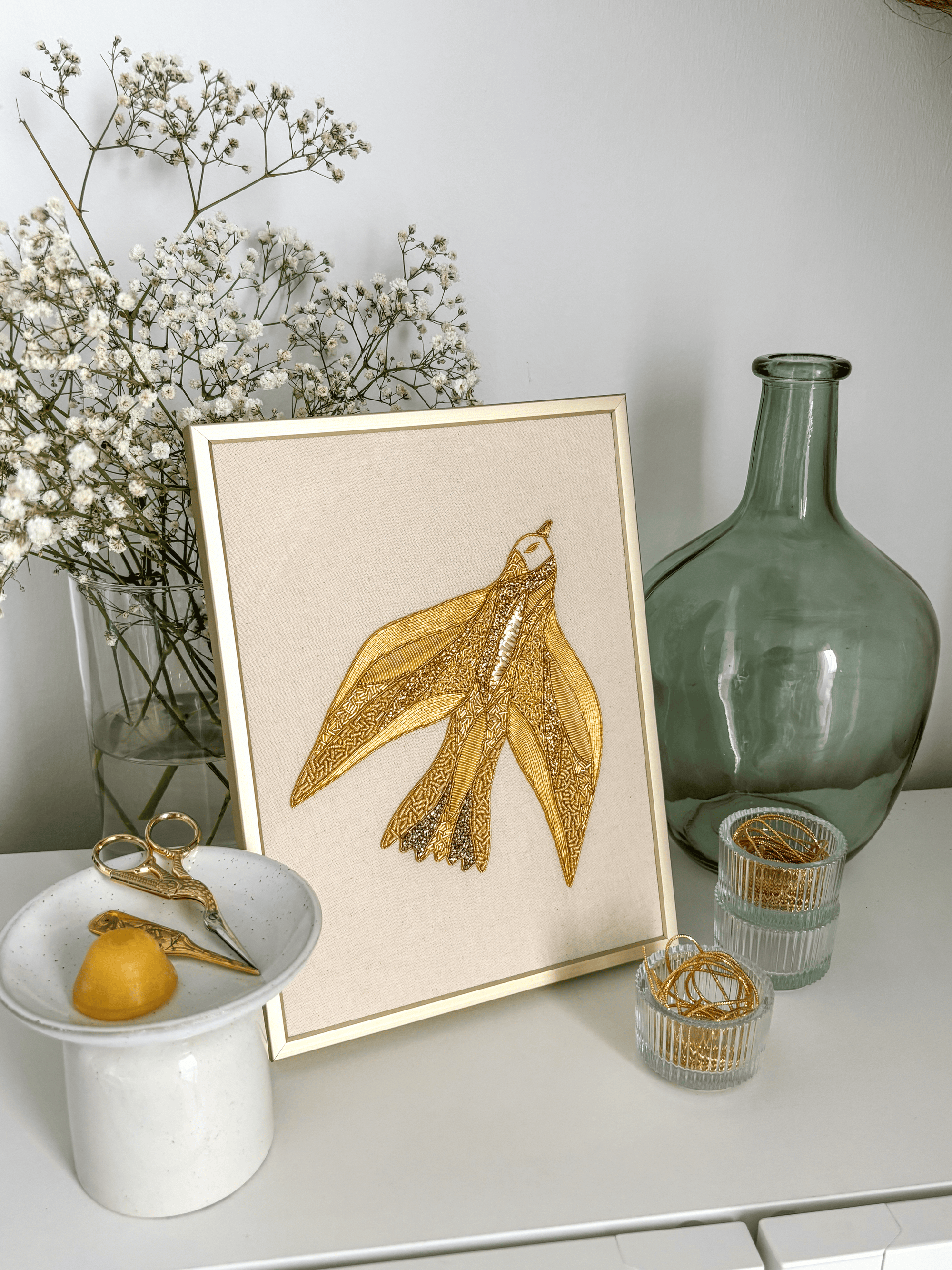 Exclusif ! L'Oiseau d'Or - Kit Broderie Or + Mellor plaqué or