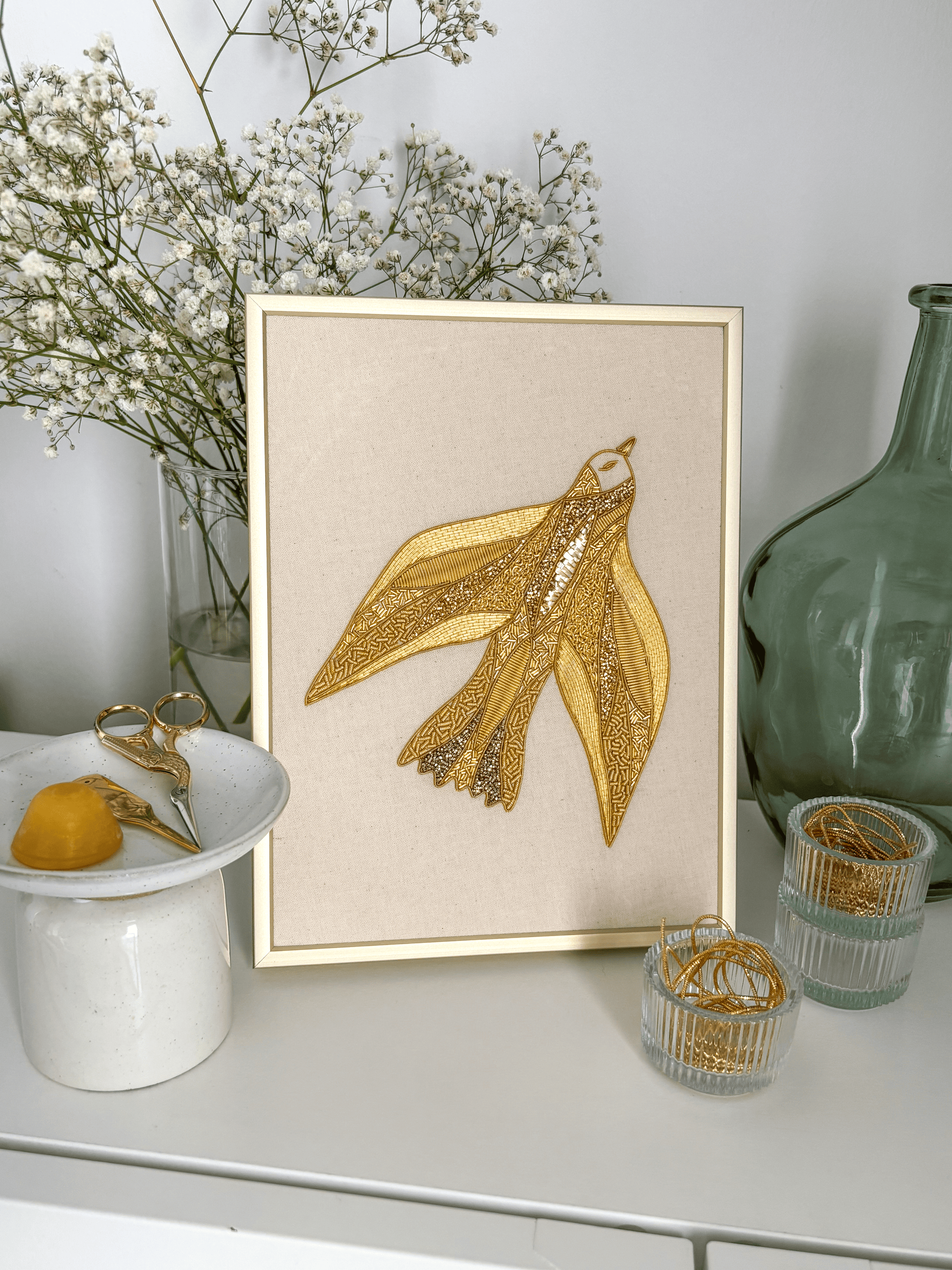 Exclusif ! L'Oiseau d'Or - Kit Broderie Or + Mellor plaqué or