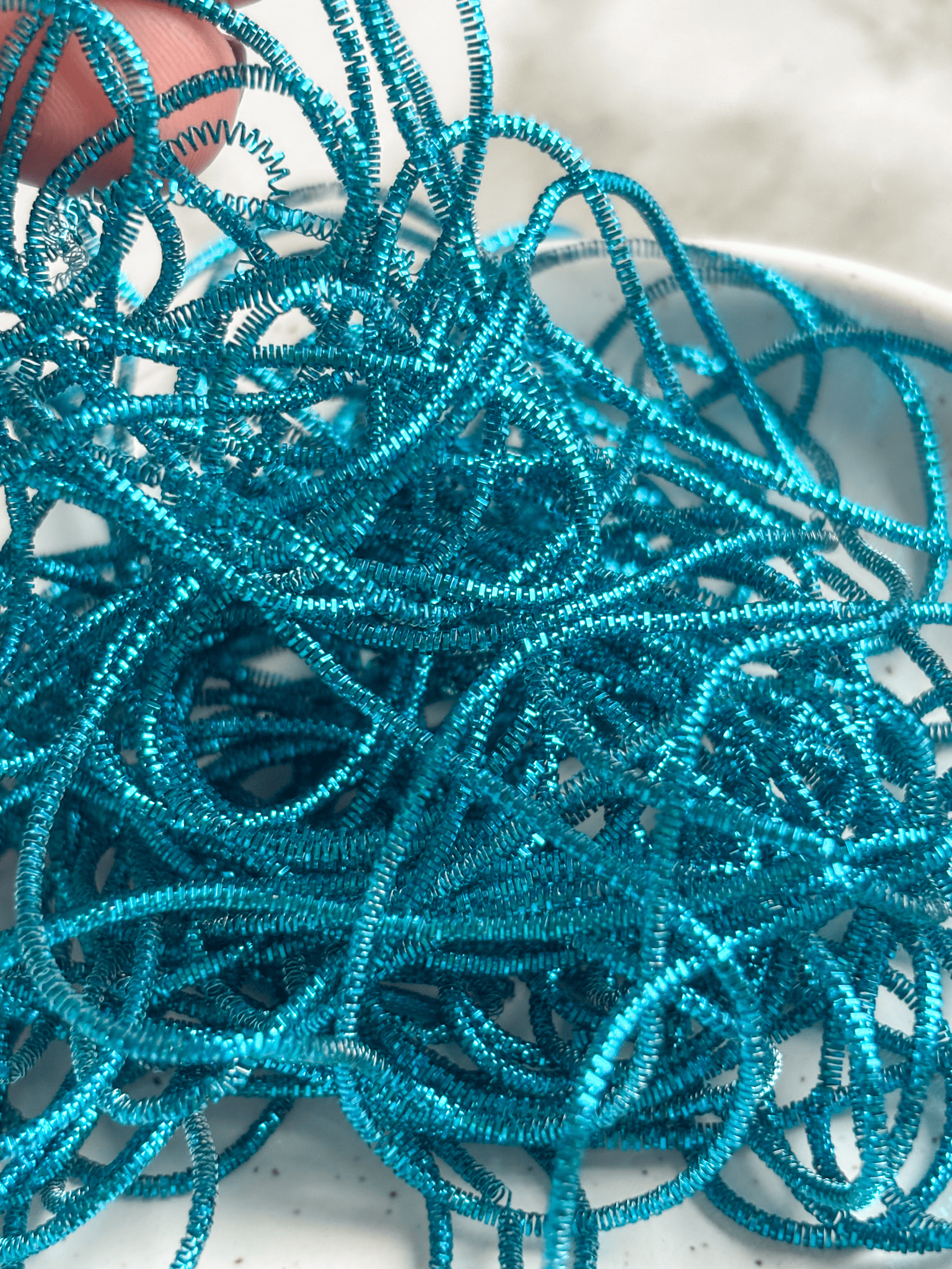 Cannetille frisée bleu turquoise - 1 mm