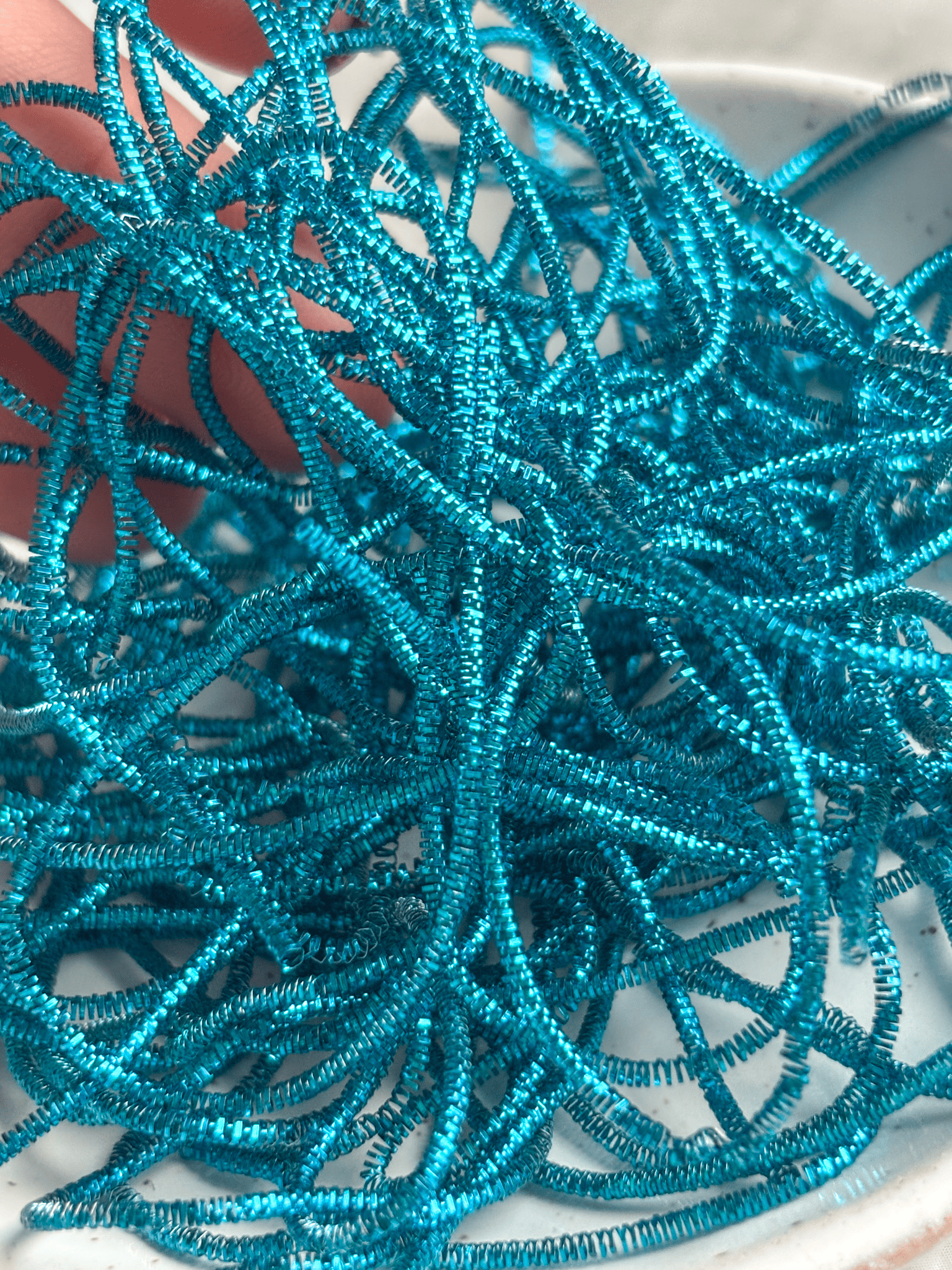 Cannetille frisée bleu turquoise - 1 mm