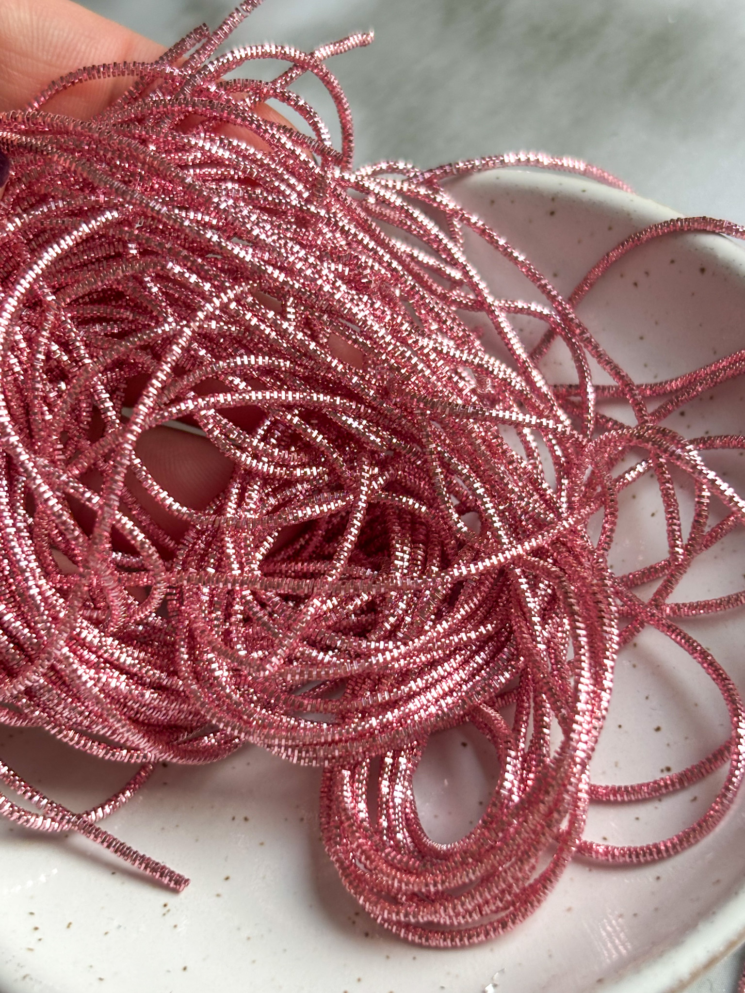 Cannetille frisée rose - 1mm