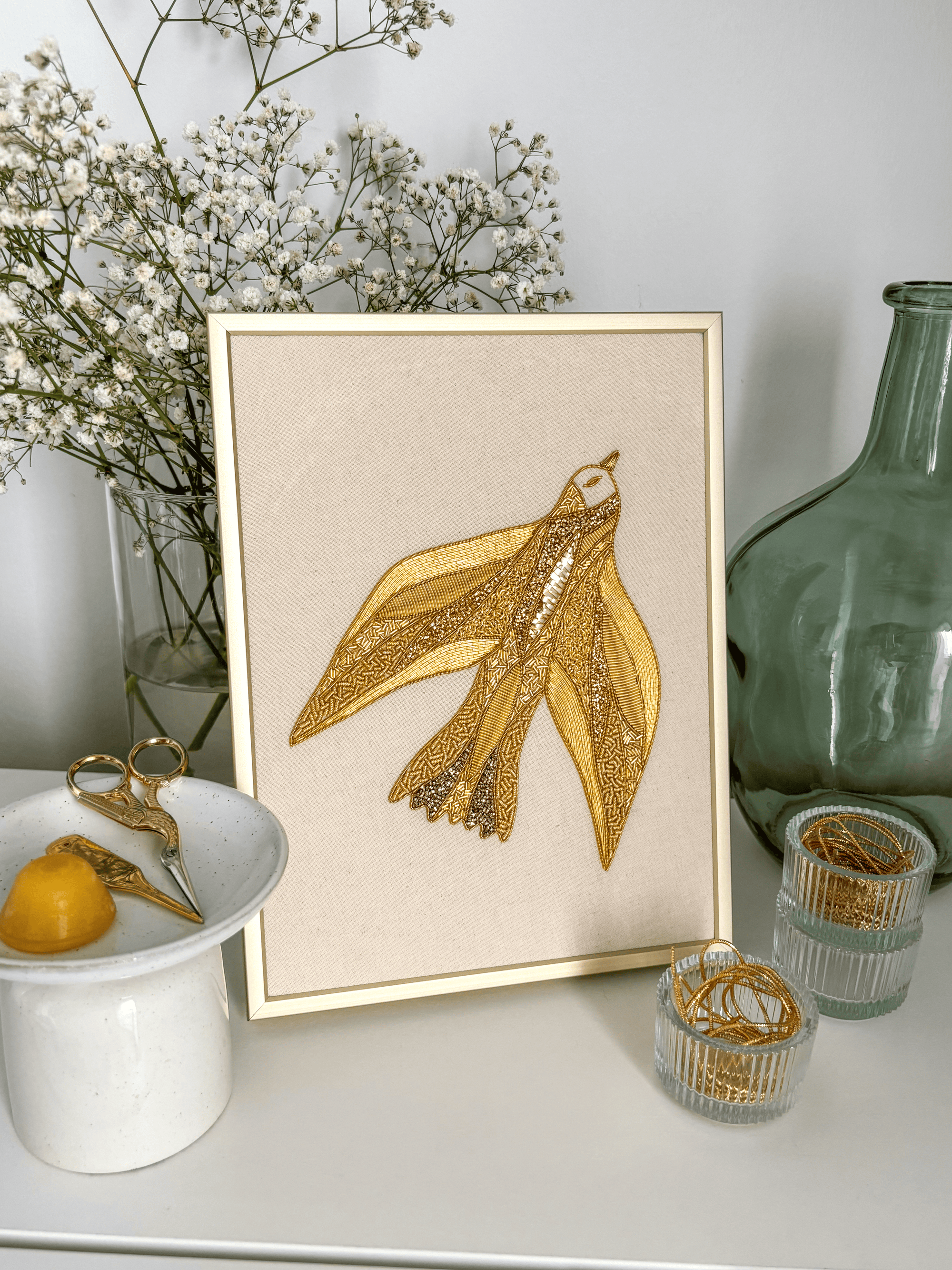 Exclusif ! L'Oiseau d'Or - Kit Broderie Or + Mellor plaqué or